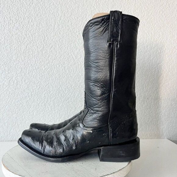 Rod Patrick Mens Cowboy Boots Size 9.5A Womens 11A Black Full Quill Ostrich - Picture 4 of 12